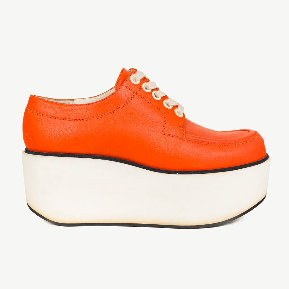 Jil Sander Navy SS/12 Orange Leather Lace-Up Platforms